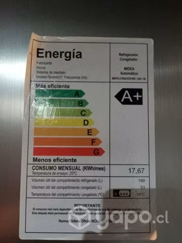 Refrigerador Midea No frost clase A++