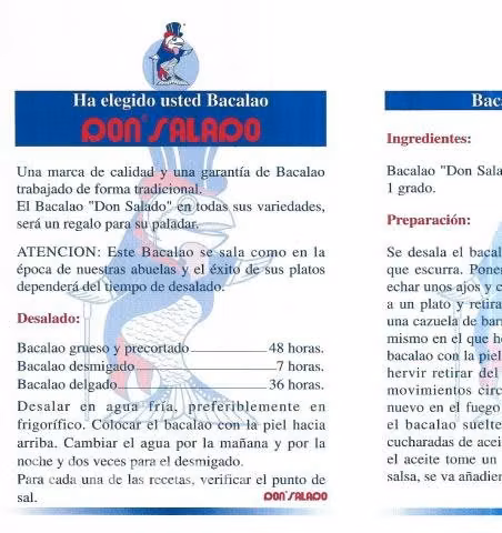 Folleto Tríptico Recetas De Bacalao / Don Salado - Imagen 2