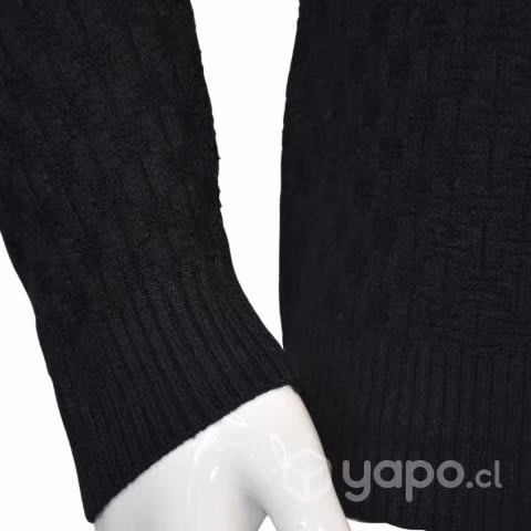 Sweater Negro Cuello V Elasticado L