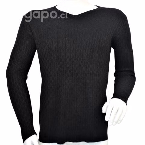 Sweater Negro Cuello V Elasticado L