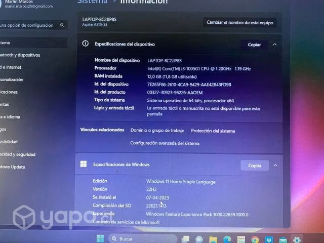 Notebook aspire full HD 1080