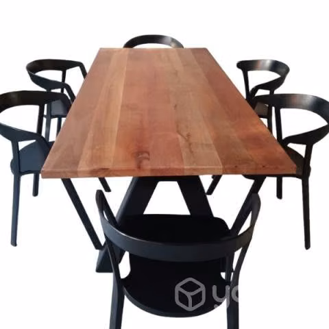Mesa estilo industrial cubierta de roble