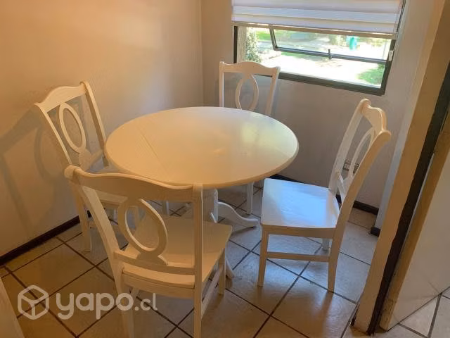 Comedor Plegable Homy Blanco Redondo 4 Sillas Impe