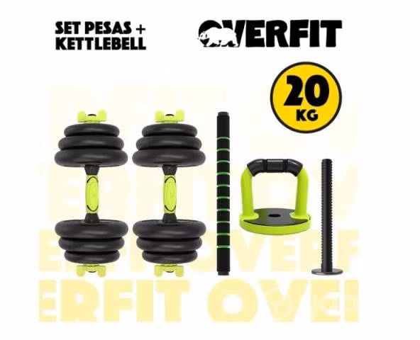 Set Mancuernas+Barra+Kettlebell Unibles Overfi