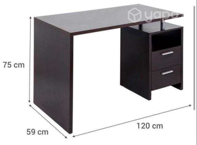 Escritorio MDF oscuro con cajonera - Imagen 2