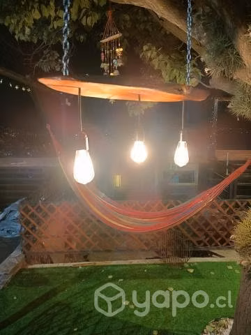 Lampara rustica de madera - Imagen 4