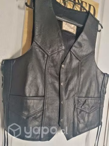 Chaqueta de cuero sin mangas motoquero talla M