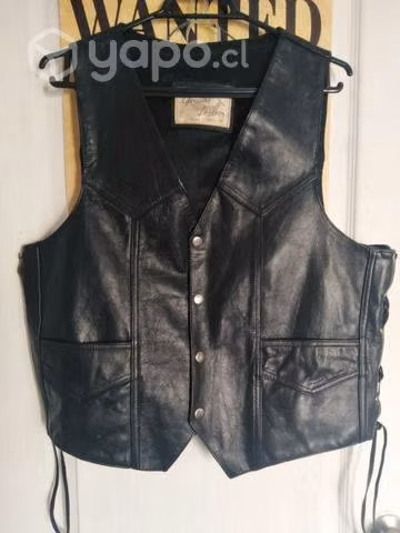 Chaqueta de cuero sin mangas motoquero talla M