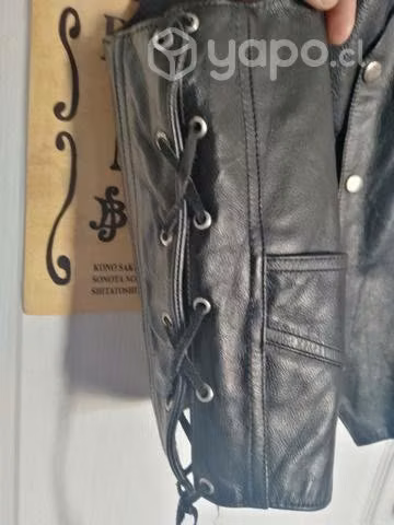 Chaqueta de cuero sin mangas motoquero talla M
