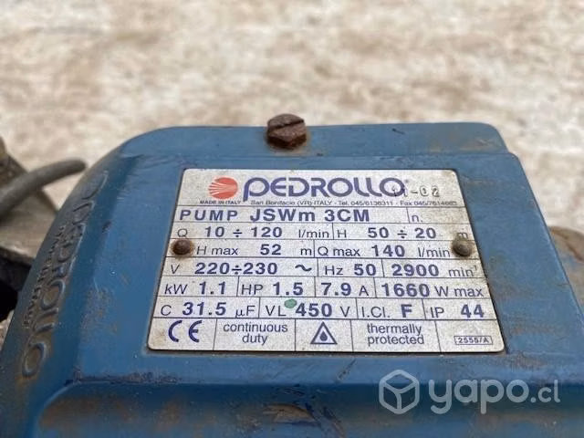 Bomba de agua Pedrollo 1,5 HP