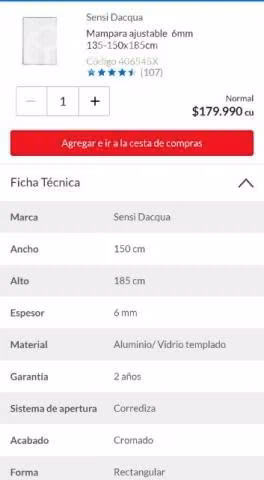 Mampara de baño ajustable