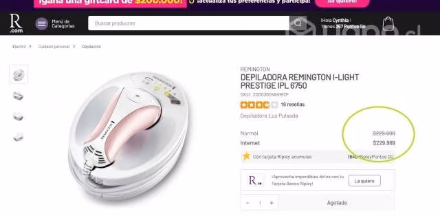 Depiladora remington i-light prestige ipl 6750