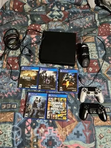 Ps4 slim 1tb 5 juegos+disco externo 500gb+base car