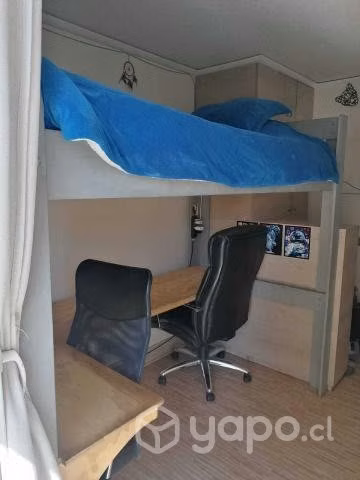 Camarote 1.5 plaza + escritorio en forma de L