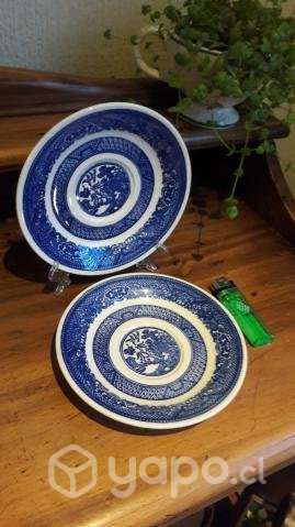 Par de platos estilo willow 14 cm porcelana - Imagen 2