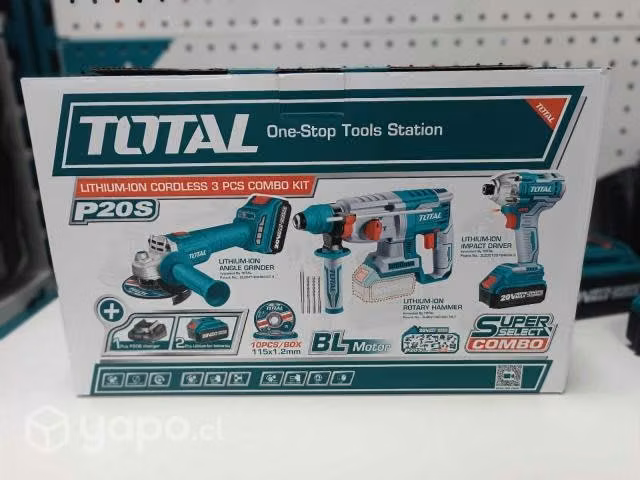 Kit atornillador+Rotomartillo+ Esmeril+ 2bat 4ah 2