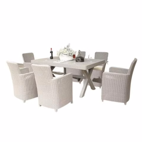 Juego Comedor Terraza Jardín Tipo Rattan 7 Piezas