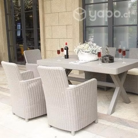 Juego Comedor Terraza Jardín Tipo Rattan 7 Piezas