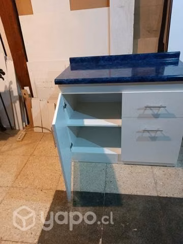 Mueble cubierta post forma azul, 1 cajón, 2 puerta