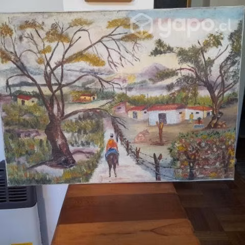 OLEO PAISAJE CAMPO de pintor Huerta