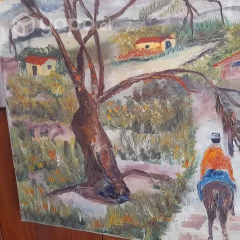 OLEO PAISAJE CAMPO de pintor Huerta
