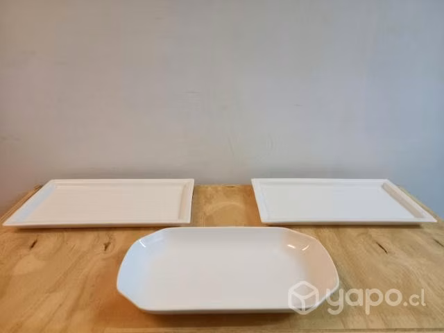 Set bandejas porcelana blanca dulces candy bar