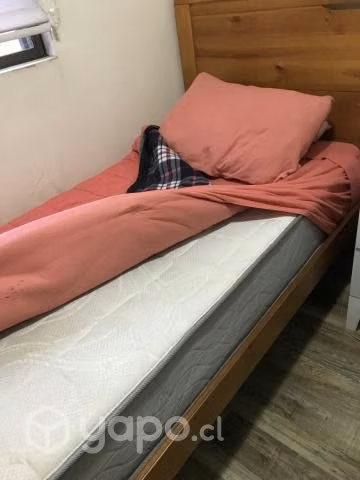Cama Madera 1 Plaza mas Colchon - Imagen 2
