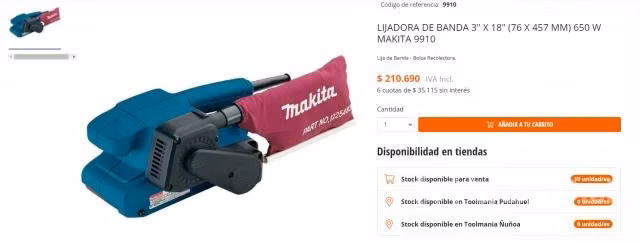 Lijadora de banda 3" x 18" (76 x 457 mm) 650 w mak