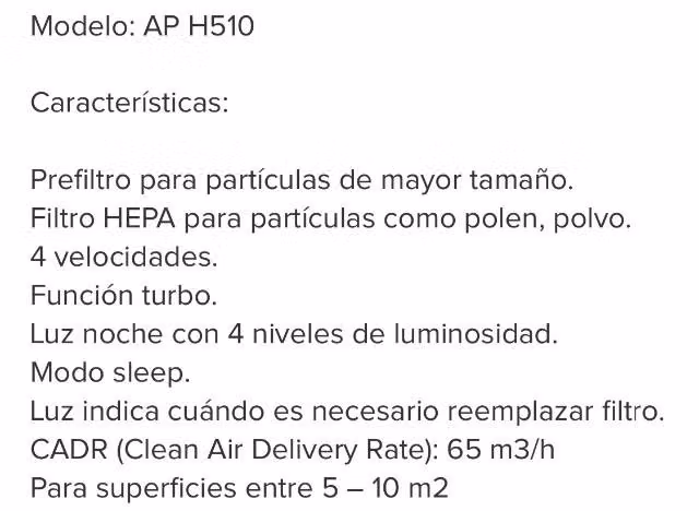 Purificador De Aire 2 Etapas AP-H510 Air