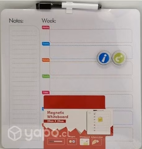 Pizarra magnetica semanal ingles