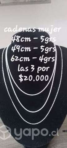 Cadenas de plata nacional 925