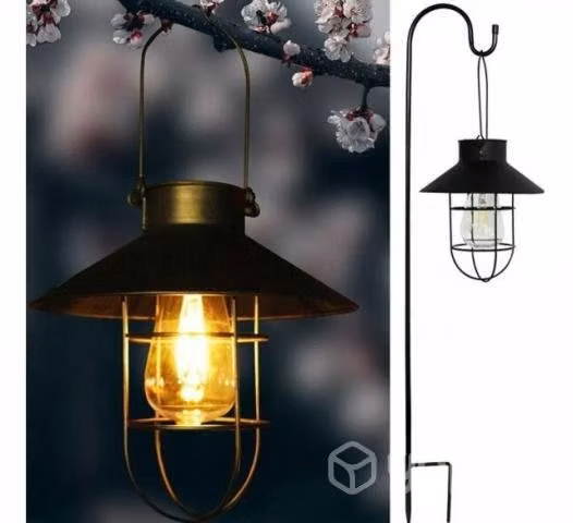 Farol Solar Estaca Led Impermeable Negro + Ampolle