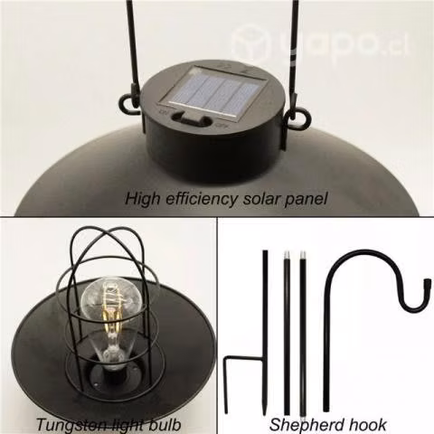 Farol Solar Estaca Led Impermeable Negro + Ampolle