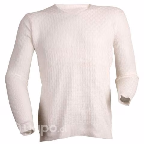 Sweater Blanco Cuello V Elasticado L