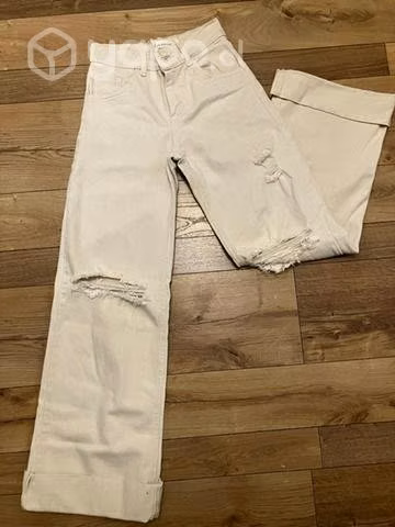 Pantalones blanco crema