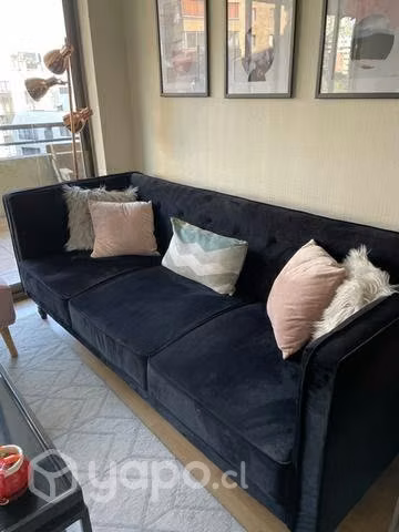 Sillón cama negro velvet 3 cuerpos