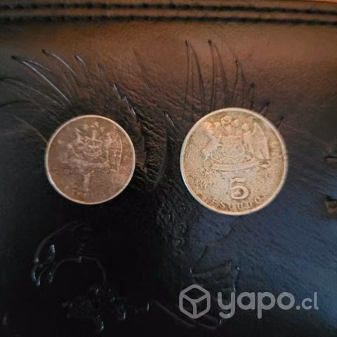 Dos monedas, 5 escudos y 1 escudo, para coleccioni