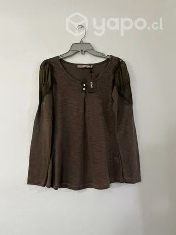 Polera Elástica Marca Mor Talla M Color Taupe
