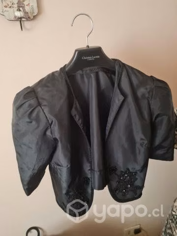 Chaqueta raso grueso con adornos de perlas