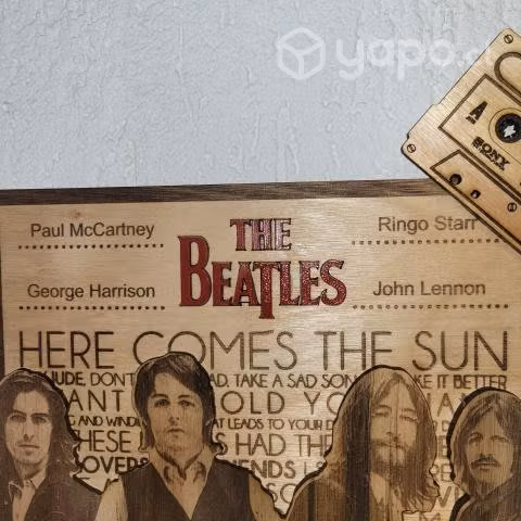 Cuadro de Los Beatles , grabado en madera