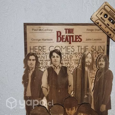 Cuadro de Los Beatles , grabado en madera