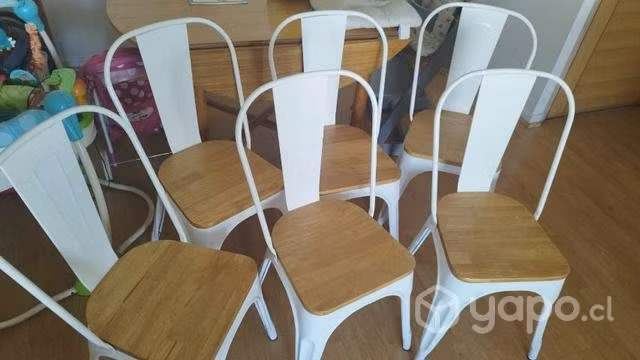 6 Sillas comedor tolix asiento de madera - Imagen 3