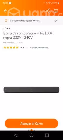 Barra de sonido marca Sony