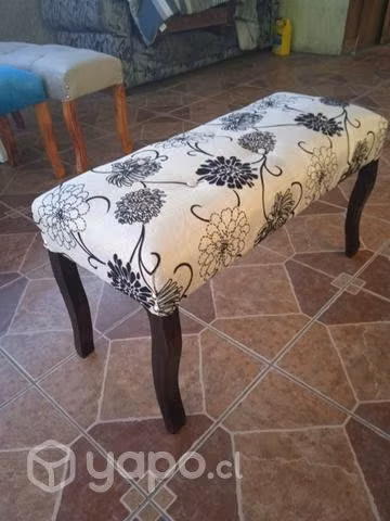 Banqueta Madera Diseño Flores