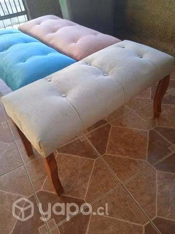 Banqueta Madera Beige capitone
