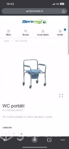 WC portatil plegable con altura regulable y ruedas - Imagen 4
