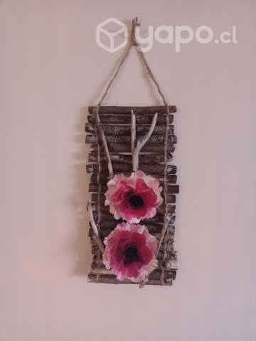 adornos de flores de madera