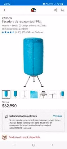 Secadora portatil 9 kg