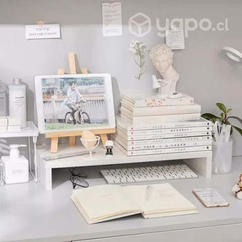 Organizador Escritorio Alzador Monitor Madera Blan