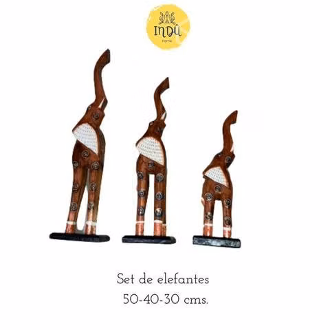 Set de elefantes de madera